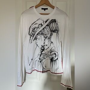 Roberto Cavalli Runway Fall 2001 Rare Vintage Long Sleeve Graphic T size Small